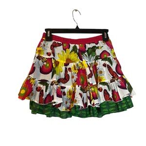 DESIGUAL Girls Skirt Size 11-12 Colorful Floral Dragonfly Reversible A-Line